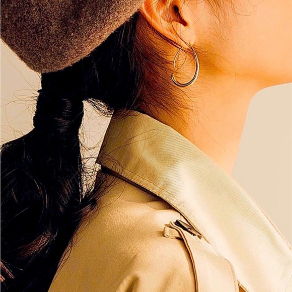 New Anthro Molten Gold Hoop Earrings ~ Silver or Gold Threader Hoops - Picture 12 of 16